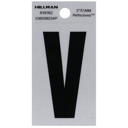 HILLMAN 2 in. Reflective Black Vinyl  Self-Adhesive Letter V 1 pc