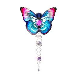 Spinfinity Designs Multi-color Stainless Steel 6.5 in. Crystal Butterfly Mini Set Outdoor Spinner