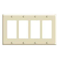 Leviton Decora Ivory 4 gang Thermoset Plastic Decorator Wall Plate 1 pk