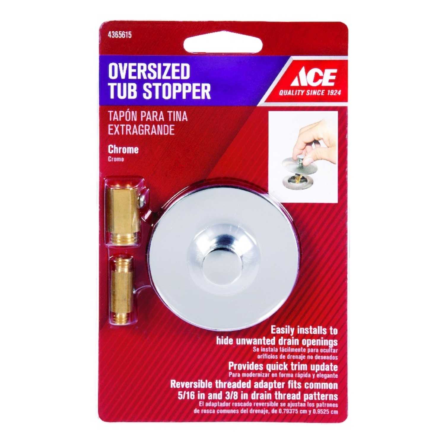 Ace MultiSize in. Dia. Chrome Brass Tub Stopper Ace Hardware