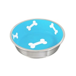 Loving Pets Robusto Aqua Dog Bone Aluminum/Ceramic 4 cups Pet Bowl For Dog