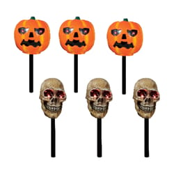 Brite Star 12 in. LED Prelit Pumpkin and Skull Halloween Decor