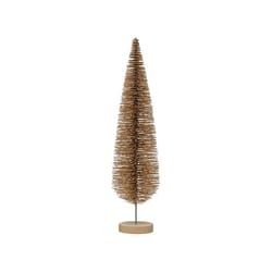 Creative Co-Op Enchanted Christmas Gold Bottle Brush Tree Table Decor 15 in.