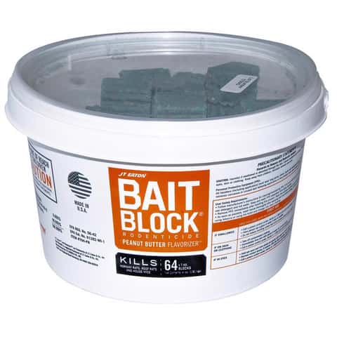 JT Eaton Toxic Peanut Butter-Flavored Rodenticide Bait Blocks For Mice and Rats 4 lb 64 pk JT Eaton Toxic Peanut Butter-Flavored Rodenticide Bait Blocks For Mice and Rats 4 lb 64 pk