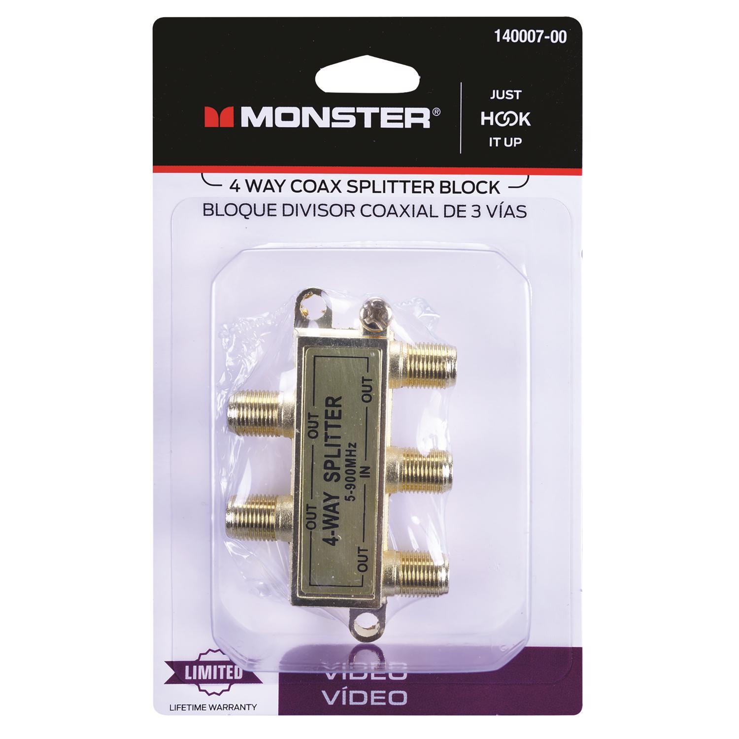 Monster Just Hook It Up 4 Way Coax Splitter 75 ohm 900 MHz 4 pk Ace