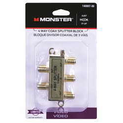 Monster Just Hook It Up 4 Way Coax Splitter 75 ohm 900 MHz 4 pk