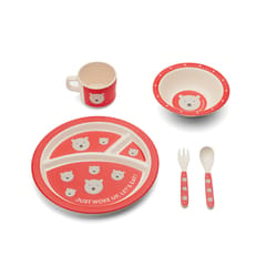 Red Rover Red Bamboo Polar Bear Dinnerware Set 5 pc