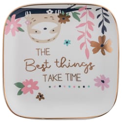 Karma Flora 4.5 in. H X 4.5 in. W Multicolored Ceramic Trinket Tray