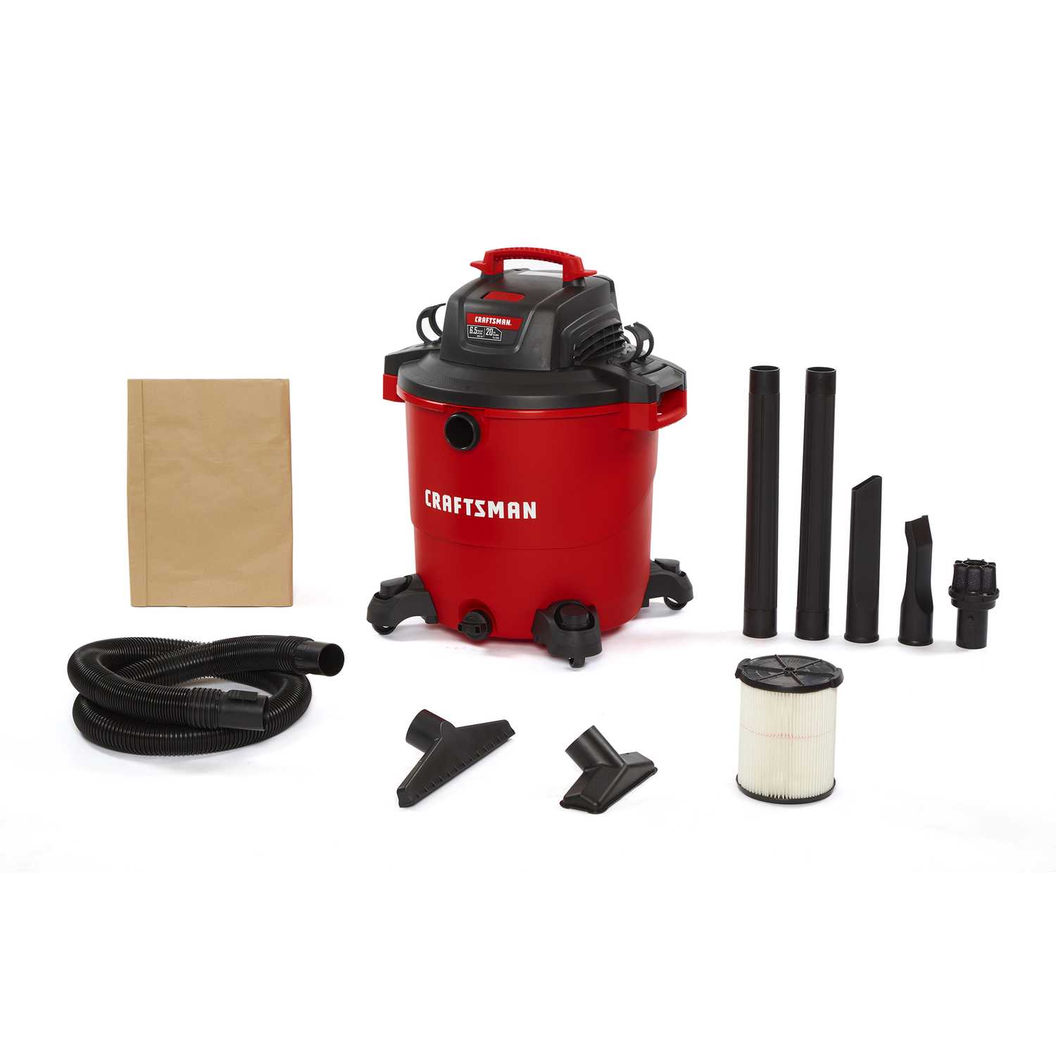 Craftsman 20 gal. Corded Wet/Dry Vacuum 12 amps 120 volt 6.5 hp Red 30