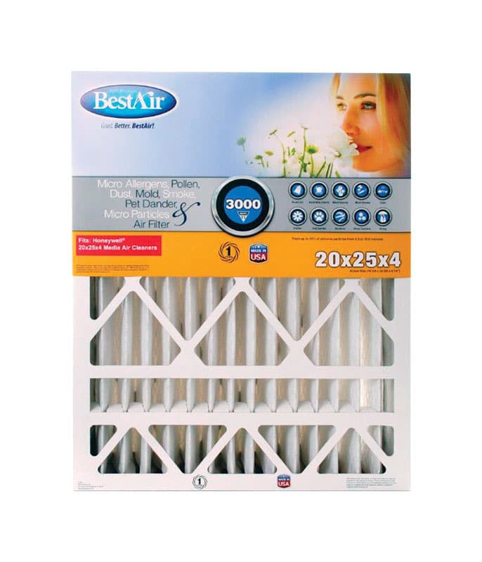 BestAir 25 in. W X 20 in. H X 4 in. D 13 MERV Pleated Air Filter 1 pk Sansujyuku sansujyuku.com
