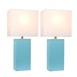 All The Rages Elegant Designs 21 in. Leather Blue/White Table Lamp