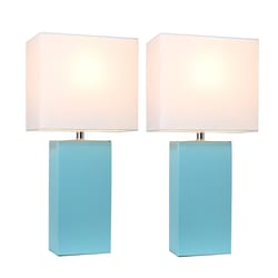 All The Rages Elegant Designs 21 in. Leather Blue/White Table Lamp