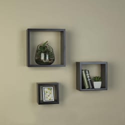 Melannco 3.86 in. H X 9 in. L Black Wood Shelves Set