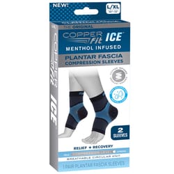 Copper Fit ICE Black/Blue Basic Foot Compression Sleeve 1 box 2 ct