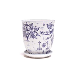 Chive Liberte 4.25 in. D Ceramic Flower Pot Blue Stag