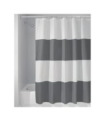 iDesign Gray/White Polyester Stripes Shower Curtain