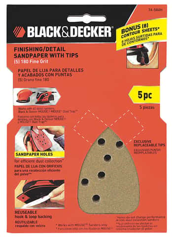 Black and Decker 74-584H 180-Grit Mouse Finishing Sandpaper - 5 pack