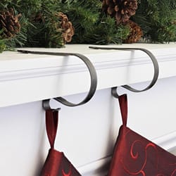 Haute Decor MantleClip Gray Embossed Holly Stocking Holder 2 in.