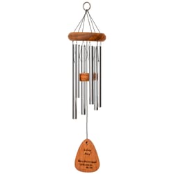 Wind River In Loving Memory Silver Aluminum/Wood 18 in. Wind Chime