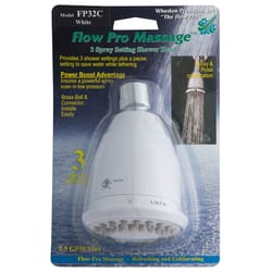 Whedon Flow Pro Massage White Plastic 3 settings Showerhead 2.5 gpm