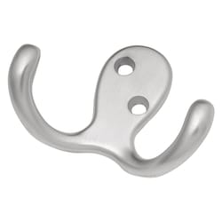 Hickory Hardware Medium Satin Cloud Zinc 2 in. L Double Hook 1 pk