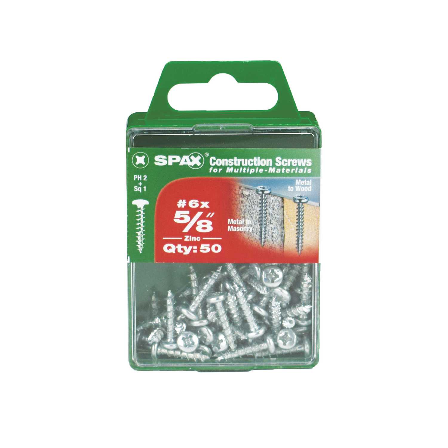SPAX No. 6 x 5/8 in. L Phillips/Square ZincPlated MultiPurpose Screws