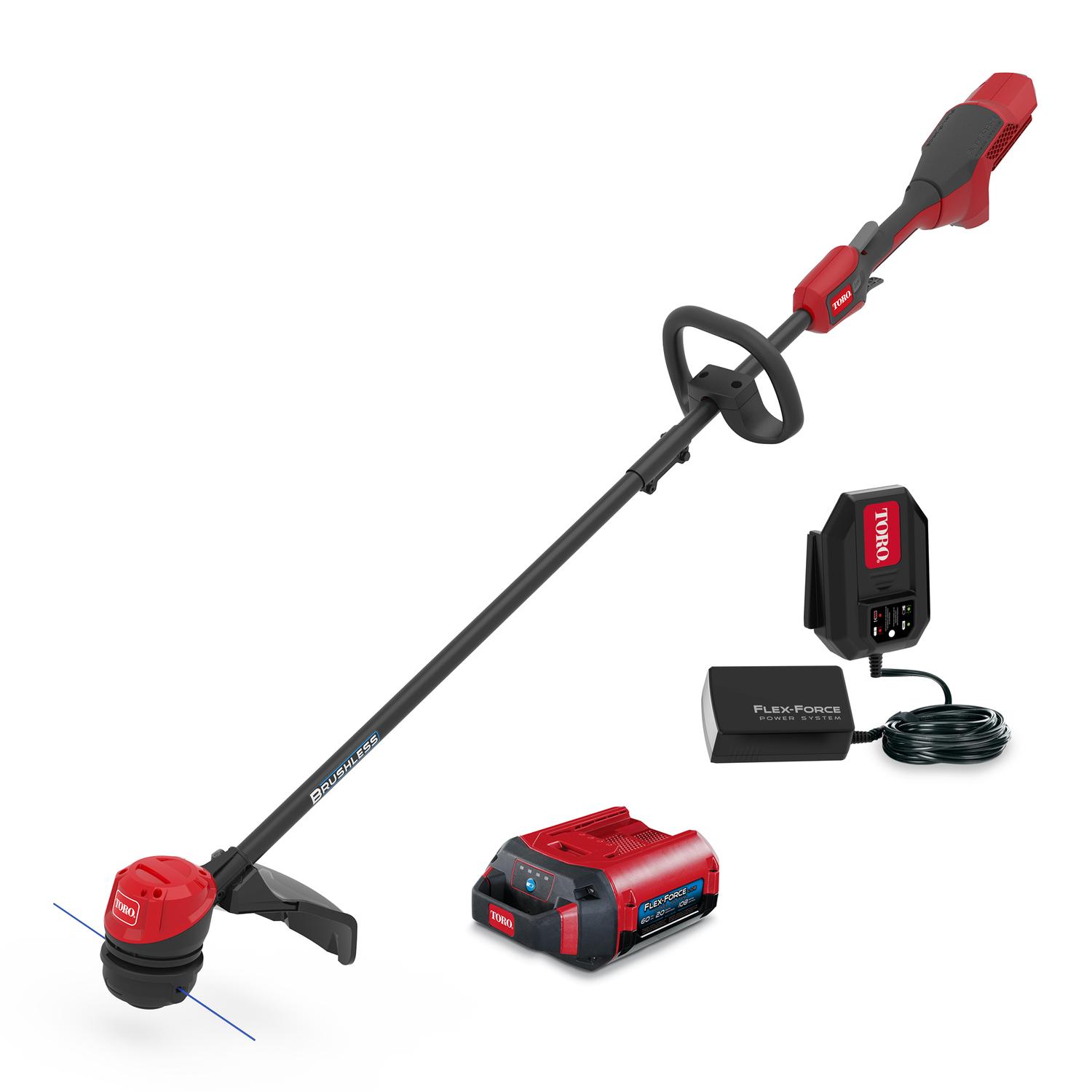 toro 60 volt flex force straight shaft battery string trimmer
