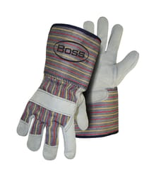 Boss Men's Indoor/Outdoor Gauntlet Cuff Work Gloves Gray L 1 pair