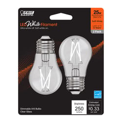 Feit White Filament A15 E26 (Medium) Filament LED Bulb Soft White 25 Watt Equivalence 2 pk