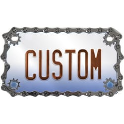 Custom Accessories Silver Metal Chain Motorcycle License Plate Frame