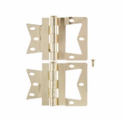 Ace 3.75 in. W X 4 in. L Bright Brass Brass Non-Mortise Hinge 2 pk