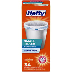 Hefty 4 gal No Scent Scent Trash Bags Drawstring 34 pk 0.7 mil