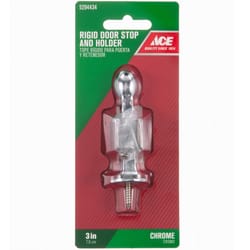 Ace 3 in. W Metal Chrome Silver Rigid Door Stop w/Holder Mounts to door and wall 5.32 in.
