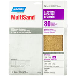 Norton MultiSand 11 in. L X 9 W 80 Grit Aluminum Oxide Sanding Sheet 5 pk