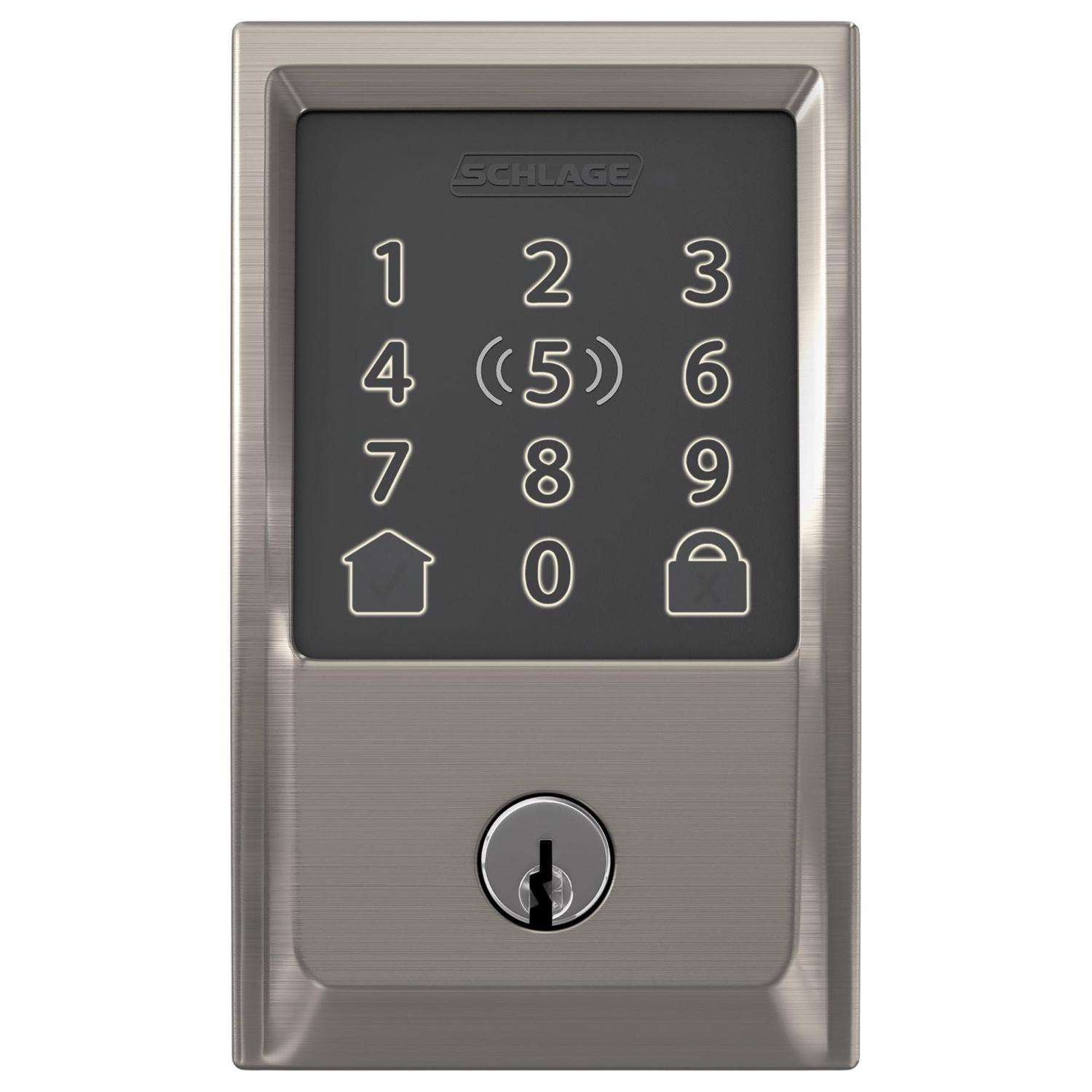 Schlage Encode Plus Satin Nickel Metal WiFi Deadbolt with Century Trim