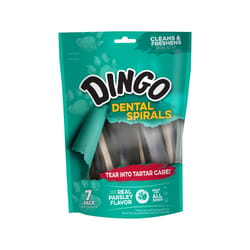 Dingo Dental Spiral Treats Parsley and Peppermint Dental Stick For Dog 5 in. 7 pk
