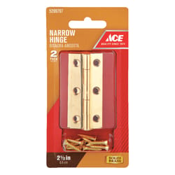 Ace 1-1/2 in. W X 2-1/2 in. L Polished Brass Brass Narrow Hinge 2 pk