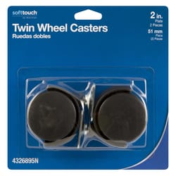 Softtouch 2 in. D Swivel Plastic Twin Caster 110 lb 2 pk