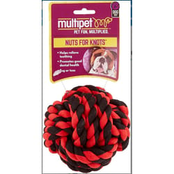 Multipet Nuts for Knots Assorted Rope Ball with Tug Cotton Dog Toy Small 1 pk