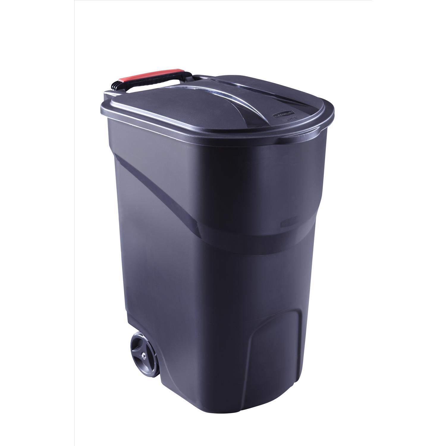Rubbermaid Roughneck Black 45 Gallon Resin Outdoor Garbage Can with Wheels Lid Ace Hardware Mfr FG2054166 Ace Hardware