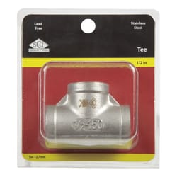 Smith-Cooper 1/2 in. FPT X 1/2 in. D FPT 1/2 in. D FPT Stainless Steel Tee
