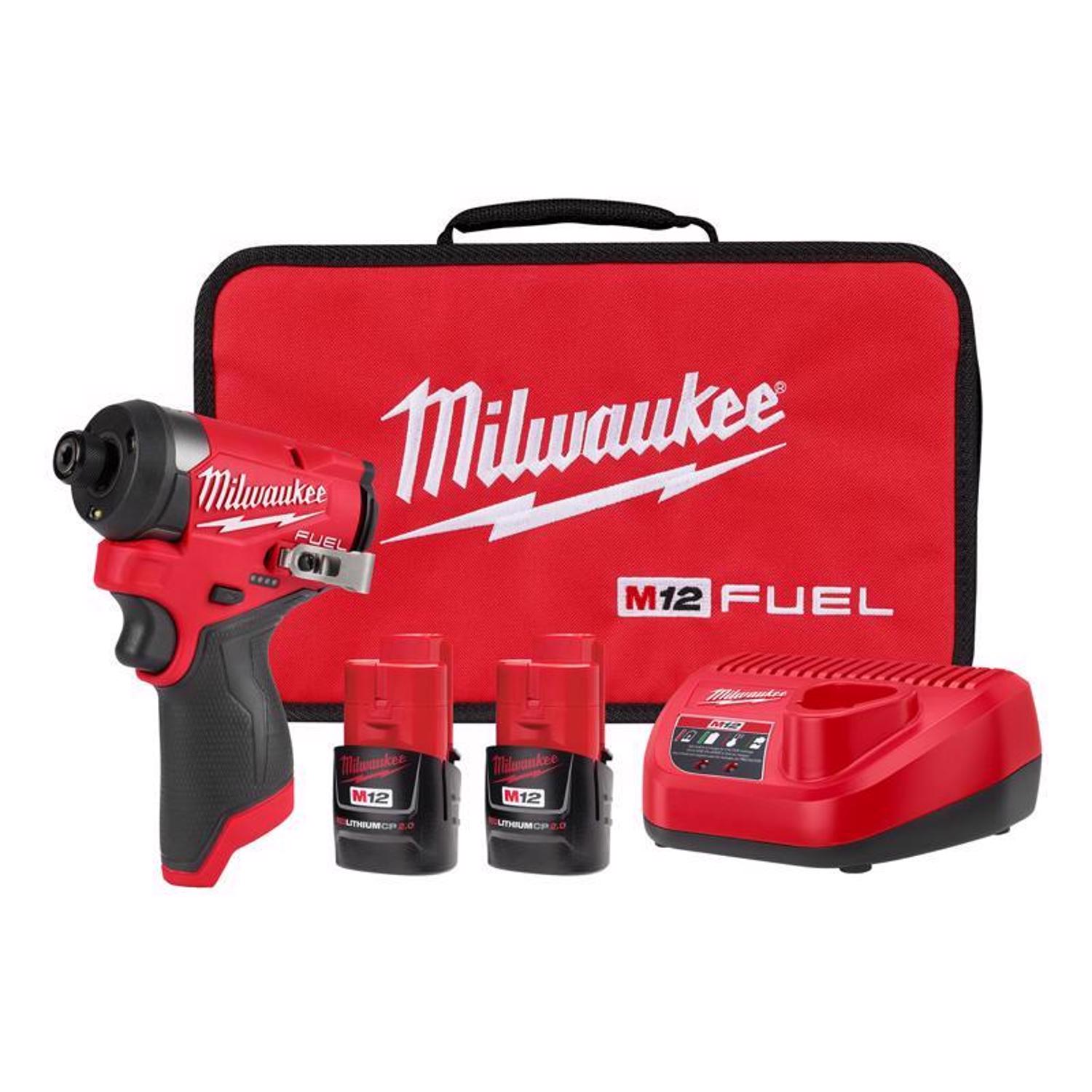 Photos - Drill / Screwdriver Milwaukee M12 FUEL 1/4 in. Cordless Brushless Impact Driver Kit (Battery & 
