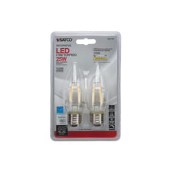 Satco B11 E26 (Medium) Filament LED Bulb Warm White 25 Watt Equivalence 2 pk