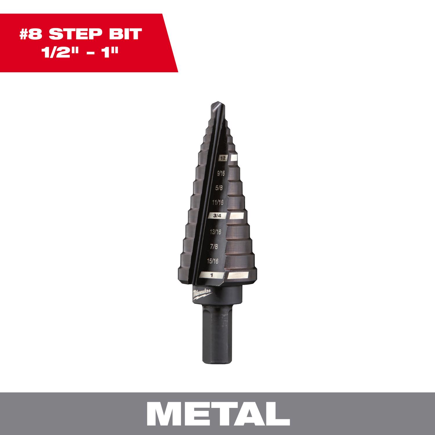 Milwaukee #8 X 6 in. L Step Drill Bit 3-Flat Shank 1 pc