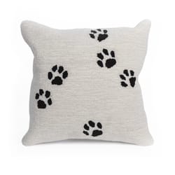 Liora Manne Frontporch White Paw Prints Polyester Throw Pillow 18 in. H X 2 in. W X 18 in. L