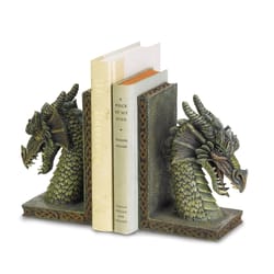 Dragon Crest 7 in. H X 10.25 in. L Cresting Dragon Poly Resin Decorative Bookends