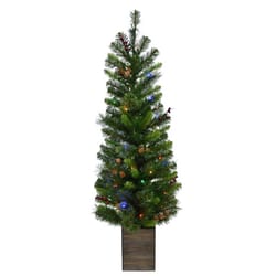 Celebrations 4 ft. Pencil LED 50 ct Potted Tree Christmas Tree