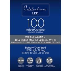 Celebrations LED Micro Dot/Fairy Clear/Warm White 100 ct String Christmas Lights 16.5 ft.