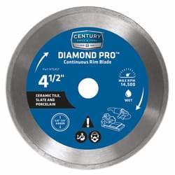 Century Drill & Tool Diamond Pro 4-1/2 in. D X 7/8 in. Diamond Continuous Rim Diamond Saw Blade 1 pk