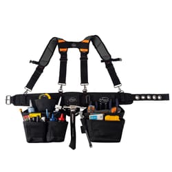 Dead On 19 pocket Polyester Tool Belt with Suspenders Black 52 in.